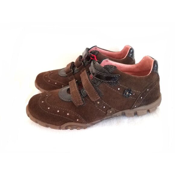 Naturino, Italy Designer Girls Brown Real Suede Leather Sneakers 9.5 1 Big Girl - Picture 1 of 4